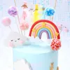 Autres fournitures de fête festive coeur arc-en-ciel nuage gâteau toppers pompon décor pour mariage anniversaire baby shower cakes258r