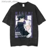 T-Shirt Femme Japonais Anime Fushiguro Megumi T-shirt Graphique pour Hommes Nouveau Vintage Lavé Coton T-Shirts Hauts Surdimensionné Harajuku Streetwear Tees 240130
