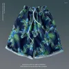 Shorts masculinos estampa floral praia homens secagem rápida respirável masculino casual board roupas 2024 gráfico beachwear