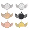 30Mm Diy Jewelry Accessories Round Bottom Brackets Time Gem Sublimation Blank Pendant With Wing For Transfer Printing Necklace288n
