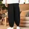 Japonais lâche hommes coton lin pantalon mâle été décontracté sarouel couleur unie pantalon en lin streetwear grande taille S-5XL 240124