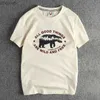 Herr t-shirts 809# Summer New American Retro Short Sleeve O-Neck Letter Bear Printed T-shirt Mens Simple 100% Cotton Washed Casual Youth Tops 240130