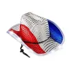 och Red White Blue USA Patriotic Light Up Cowboy Hats ledde blinkande lysande amerikansk paljett Cowgirl Hat för Western Independence Day Party Supplies1.30