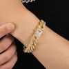 12 mm Miami Cuban Link Bracelets Bracelets Out Bling Water Diamond Mens Rhinestone Hip Hop Biżuter