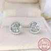 Charm 18K Gold Lab Diamond Stud Earring Real 925 sterling silver Jewelry Engagement Wedding Earrings for Women Bridal Party Gift207C