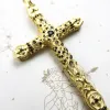 Wisiorki wisiorek krzyżowe czarne kamienie złota nowa biżuteria bijoux akcesoria 925 Srebrny prezent dla kobiet mężczyzn