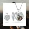 Necklaces ELESHE Personalized 925 Sterling Silver Sparkling Crystal Forever Love Heart Custom Photo Pendant Necklace DIY Women Jewelry
