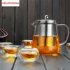 Heat Resistant Glass Kettle Teapot Flower Tea Set Pu'er Coffee Tea Pot Drinkware Set Stainless Steel Strainer Promotion300r