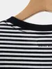 Designer Embroidered Striped T-Shirt Women Summer Autumn Clothes 2024 Cotton Long Sleeve Fashion Tee Shirt T-shirt Female Chic Tees Tops