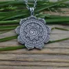 12stnor Norse Viking Lotus Mandala om Necklace Amulet Jewelry Buddhism1277h