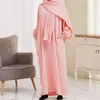 Casual Dresses Nationaler Stil Muslimisches Kleid Langärmeliges Abaya für Frauen Ramadan-Gebet Türkei Naher Osten Femme Robe Solide mit Kopftuch