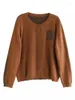 Женская трикотажная рубашка 2024, весенне-осенняя контрастная трикотажная рубашка в стиле ретро, однобортный тонкий свитер с круглым вырезом, пальто-кардиган Z4740