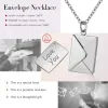 Kolyeler Kişiselleştirilmiş oyulmuş paslanmaz çelik kolyeler Kadınlar için Romantik Aşk Mektubu Zarf Kolye Takı Noel Vaat Hediyeleri