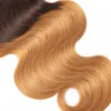 Ombre 1B/4/27 Brasiliansk kroppsvåg Human Remy Virgin Hair Weaves 100g/bundle dubbel wefts 3bunds/mycket fulla och mjuka