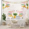 Tapeçarias Rosa Flamingo Tapeçaria Tropical Selva Animal Parede Pendurada Pano Verde Palm Folhas Cobertor de Planta para Decoração de Casa