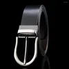 Belts Men Leather Belt Casual High Quality Two Side Dot Strap Black White Male Rotating Silver Buckle Ceintures Homme