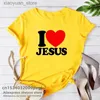 Women's T-Shirt I Love Jesus Women T Shirts Round Neck Christian Faith Church Bible T-Shirt Cotton Short Sleeve T Shirt Streetwear Unisex Tops 240130