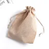 Other 10pcs/lot Natural Color Jute Bags 20x30cm Big Burlap Drawstring Gift Bag Party Favor Linen Boutique Gifts Jewelry Packaging Bags