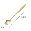 Coffee Scoops 1/3 / 5pcs Rose Spoon mignon poignée longue Petite Pétales rouges net Golden Ragasin