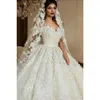 Stunningbride 2024 Luxury Crystals Lace Ball Gown Wedding Dresses Dubai Off Shoulder Puffy Bridal Gown Sweep Train Custom Made Wedding Gowns