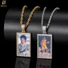 Collane rettangolo personalizzato Pendente fotografico per uomo Memoria Memoria Medaglioni a sospensione Gold Colore oro zircone zircone hip hop gioielli