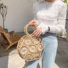 Axelväskor mode rotting ihålig rund halm korg vävda kvinnor handväskor sommar strand crossbody casual lady bali purses249t