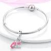 Pietre preziose sciolte Rosa 925 Argento originale Farfalla Fiore Gatto Ragazza Ballerina Scarpa Fascino Perline Misura Bracciale Collana Ciondolo Gioielli fai da te