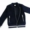 Down Coat Children Sweater 5T-16T Blue Velvet Jacket School Outfit Front Opening Zipper Clothes Boy and Girls Sweatshirt Båda sidfickan