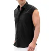 Tanques masculinos Mens Algodão Linho Colete Elegante Turndown Collar Único Breasted Camisas Sem Mangas Esportes Ao Ar Livre Roupas de Lazer