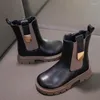 Botas meninas moda outono inverno pele quente crianças borracha antiderrapante médio grande crianças clássico chelsea zíper