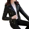 Women Faux Leather Jacket Sugion Systlish Faux Leather Women’s Motor Stacket مع Decord stular zipper Decor