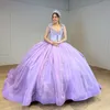 2024 Off the Shoulder Ball Gown Quinceanera Dress Beaded Spets Appliques Födelsedagsfestklänningar 16 Sweet Dress Vestidos DE 15 ANOS