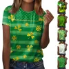 Women's T Shirts Shirt Clover 3D Print Tshirt Women Fashion V-Neck T-Shirts Kort ärm Tops Tees St Patricks Day Camisetas