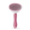 Pet Comb Cat Brushes for Indoor Cats Dog Brush for Shedding with Metal Comb Self Cleaning Pet Hair Brush with Release Button for Grooming Kitten Puppy