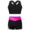 Set di abbigliamento Bambini Ragazze Danza Ginnastica Abiti sportivi Top corto senza maniche con pantaloncini Tuta Set 2 pezzi Yoga Workout Summer Girl