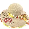 Chapeaux à large bord 1pc broderie chapeau de soleil vintage fil de coton fleur en plein air été respirant portable pliable élégant bord de mer décorer