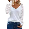 Designer women's clothing New Womens Spliced Long Sleeve Top Striped Casual Loose Shirt T-shirt tshirts women cotton blouse woman clothes white t ladies shirtsK8TS