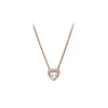 Halsband passar original 925 Sterling Silver Authentic Pan Necklace Love Heart Crystal for Women Rose Gold Fashion Jewelry Wedding Present