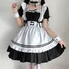 Tatlı lolita elbise fransız hizmetçi garson kostüm kadınlar seksi mini pinefore sevimli kıyafet cadılar bayramı cosplay kızlar için artı beden s-2xl y08249i