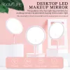 Speglar LED Makeup Mirror With Light Face Mirror With Storage Desktop Roterande Light Vanity Mirror Justerbar Dimmer USB Cosmetic Mirror