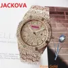 Montre à strass pour hommes, diamants ciel, 42mm, mouvement à Quartz, horloge, solide, bracelet en acier inoxydable, président Premium Cri255V