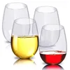 4pc / ensemble verre à vin en plastique incassable incassable PCTG verres à vin rouge tasses tasses réutilisables transparents jus de fruits tasse à bière Y191E