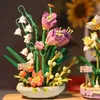 Blocchi Blocchi autoassemblanti vita eterna fragrante primavera bouquet di fiori in vaso marea gioca serie ragazza decorazione della tavola smallvaiduryb