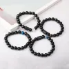 Braccialetti 12 costellazioni segni zodiacali perline coppie braccialetto naturale nero onice pietra braccialetto elastico di fascino per donne uomini regalo di compleanno