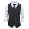 #4824 Black Grey Brown Suits Vest Men Single Breasted Vintage Casual Mens ärmlösa västar Tickor Male Blazer Slim Fit 240119