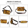 Midjespåsar Retro tjock äkta läder manlig kaffe crossbody slingväska design reser cigarettfodral fanny bälte män 8135 lb