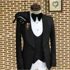 Herenpakken Luxe Mannen 3 Stuks Zwarte Sjaal Revers Smoking Jas Broek Vest Bruiloft Bruidegom Party Terno Masculino Traje Hombre blazer