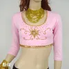 Stage Wear Atacado Hight Quality Mulheres Meninas Prática Traje Mangas Compridas Pressionadas Broca Belly Dance Top