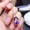 Collier violet cristal améthyste citrine agate zircon diamants pierres précieuses pendentif colliers bagues couleur or rose ensembles de bijoux pour femmes