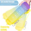 Water Bottles 600ML Bottle BPA-Free Silicone Leak-proof Drinking Foldable Portable Jug Cute Cup With Time Marker For